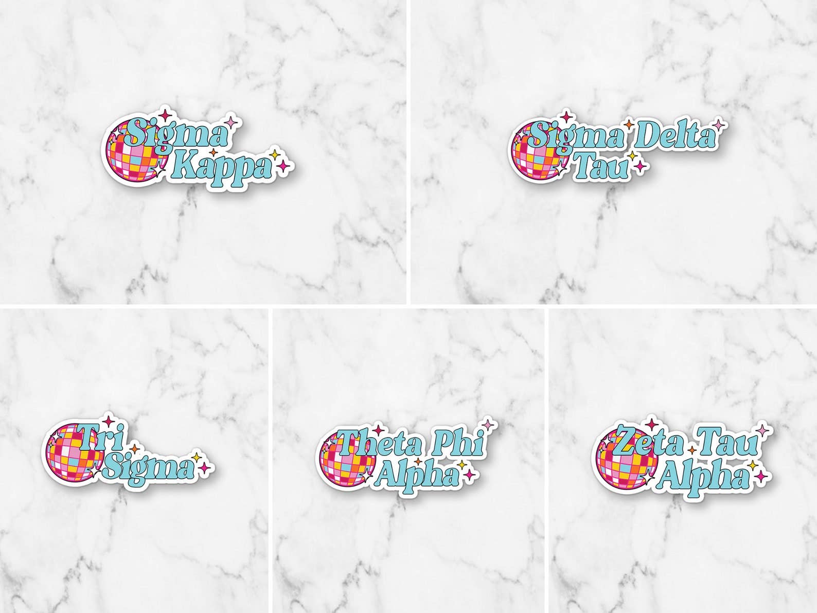 Cara Mak Design - Wholesale Sticker - Disco Ball Sorority-naam Aangepaste Sorority-vinylsticker3