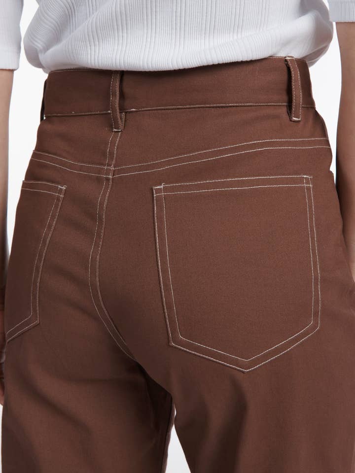 MADE IN SENS - Wholesale Pants - Women's - Pignata solid chocolate pants2