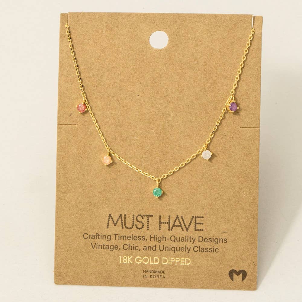 Fame Accessories - Wholesale Pendant/Charm Necklace - Crystal Stud Drop Necklace1