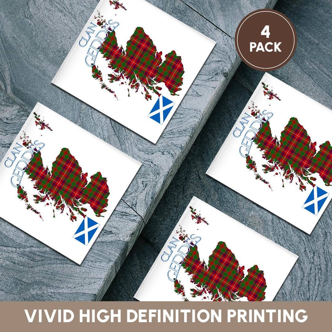 3dRose - Vendita all'ingrosso Sottobicchiere - 3dRose, Contorno della Scozia con il tartan del clan familiare Geddes., Sottobicchiere5