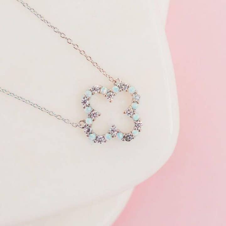 Infinity Clover Necklace in White Opal for wholesale by Chloe + Lois