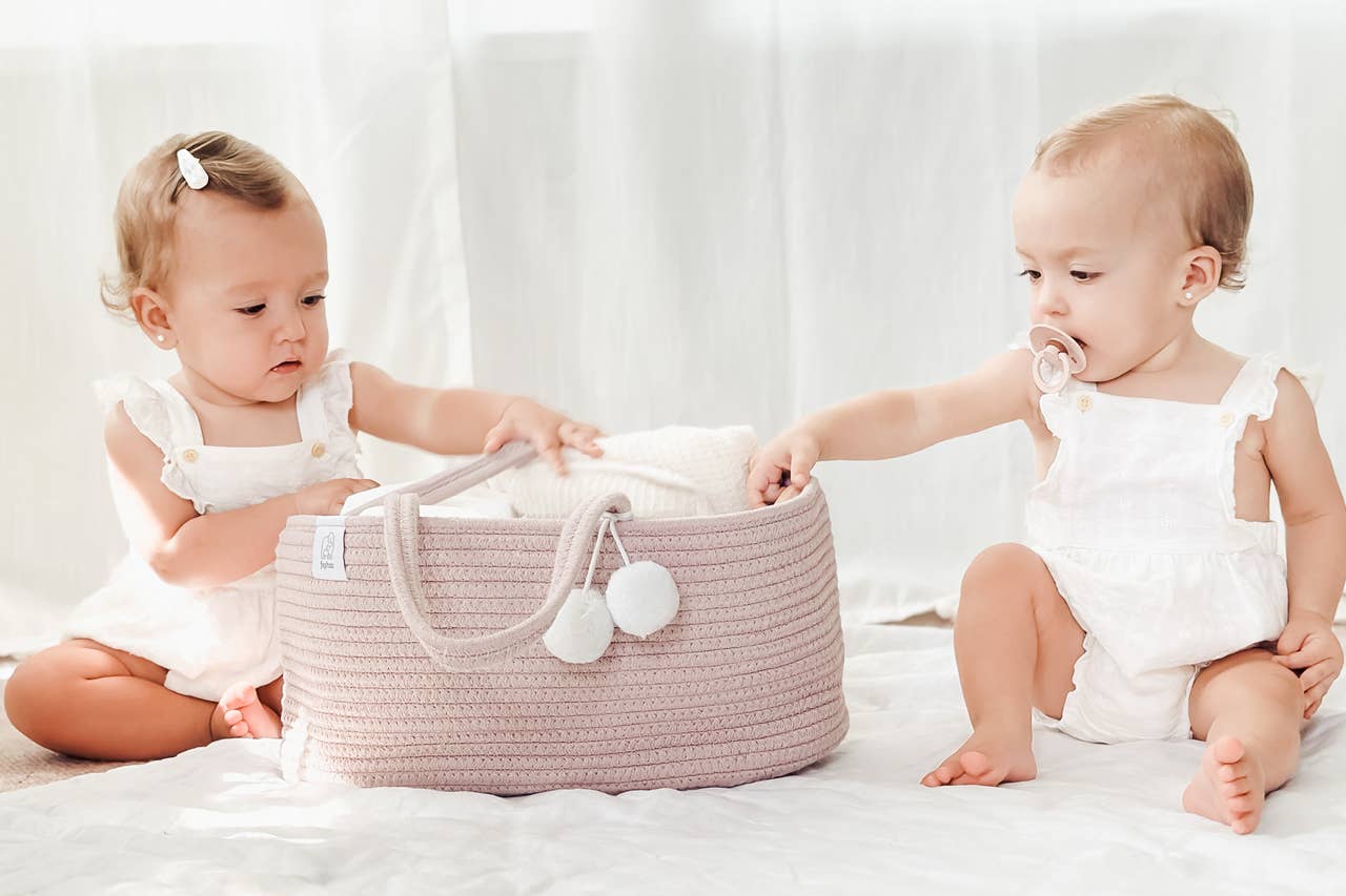 Fephas - Wholesale Diaper Caddy - Baby - Rope Diaper Caddy- Vintage Rose4