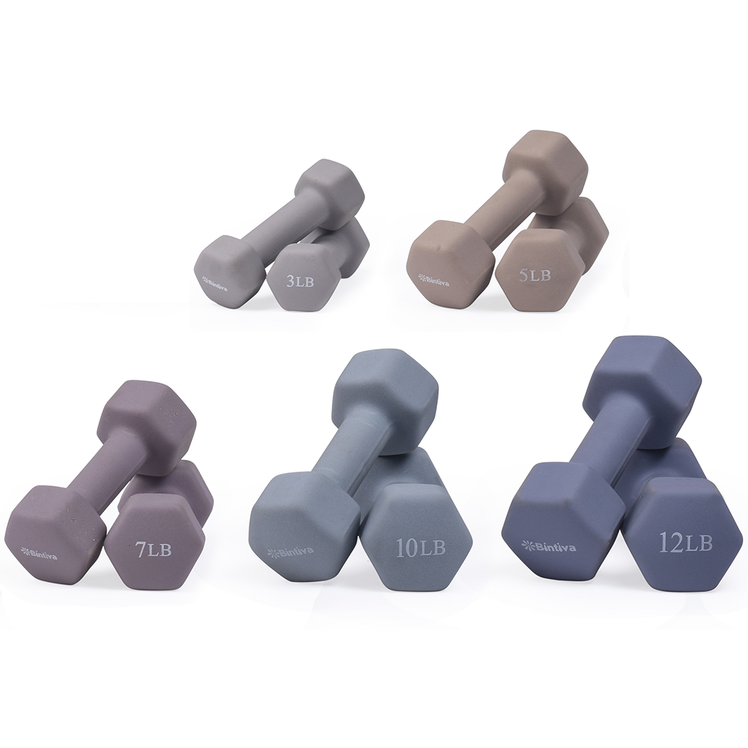 Bintiva - Wholesale Fitness Equipment - Sets: Neoprene Hexagon shaped dumbbells - Earth Tones1