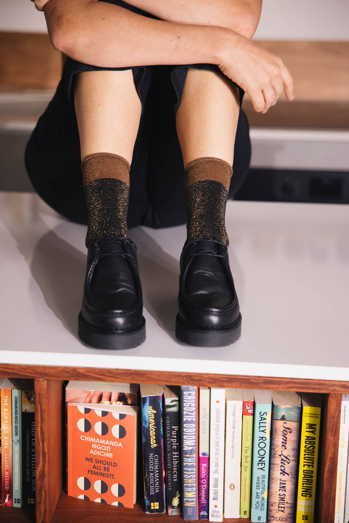 Atelier St Eustache - Wholesale Socks - Women's - BLACK & GOLD MADISON • Women's Glitter Party Socks3