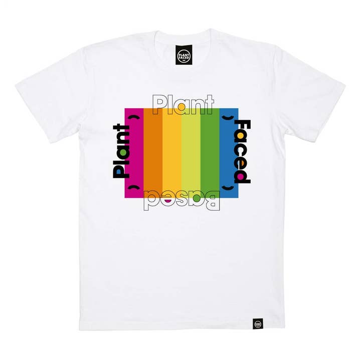 T-shirt a base di piante arcobaleno - bianco per la vendita all'ingrosso da parte di Plant Faced Clothing