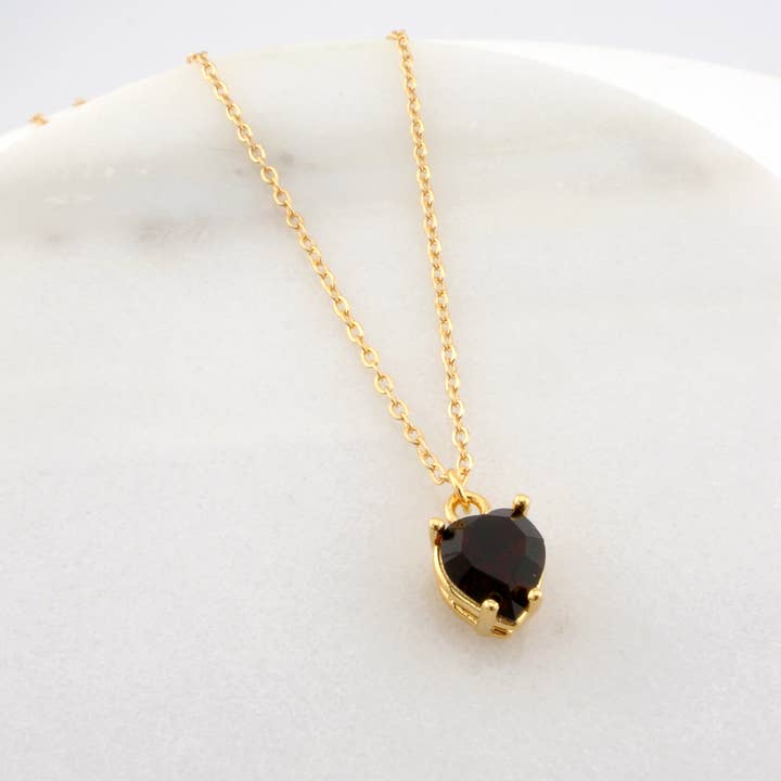 Gold Black Crystal Heart Necklace for wholesale by Edgy Petal Jewelry