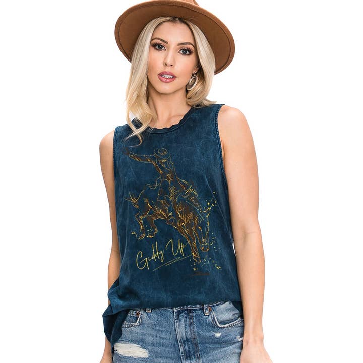 HRTandLUV - Wholesale Tank Top - Women's - GIDDY UP COWBOY RODEO Tank TOP3
