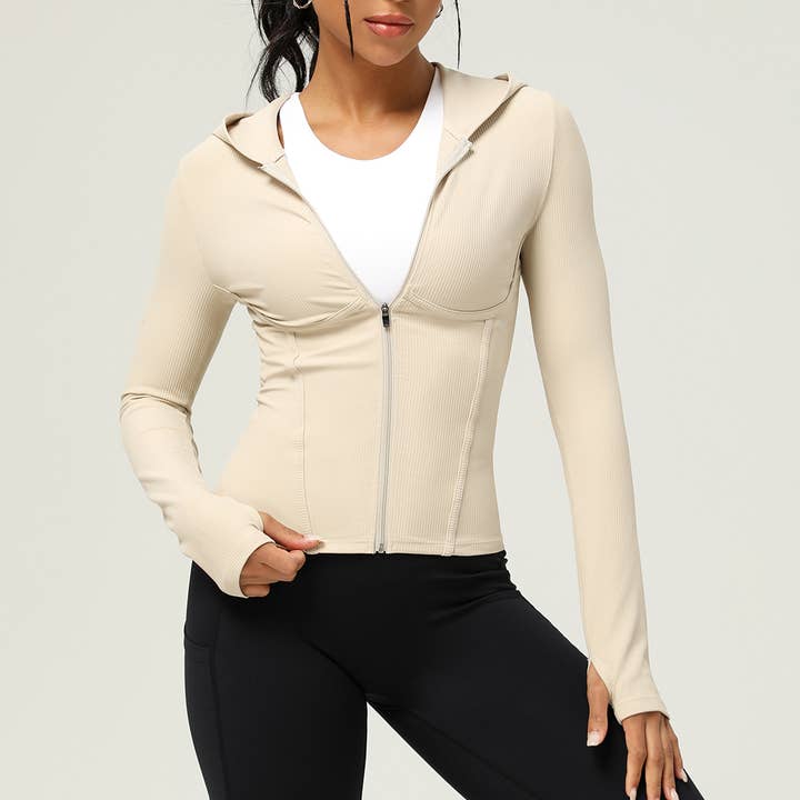 Sodalemon - Vendita all'ingrosso Giacca sportiva - Donna - Giacche con cappuccio per sport all'aperto con cerniera a costine6