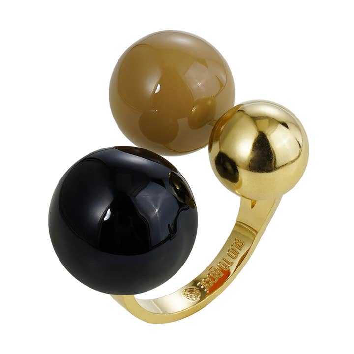 Anello Grande in Smalto Brea Nero/Oro per la vendita all'ingrosso da parte di Bud To Rose