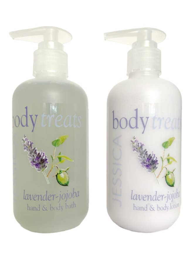 Ensemble de bain pour les mains et le corps Lavender-Jojoba26 et de lotion pour les mains et le corps pour la vente par Jessica Cosmetics