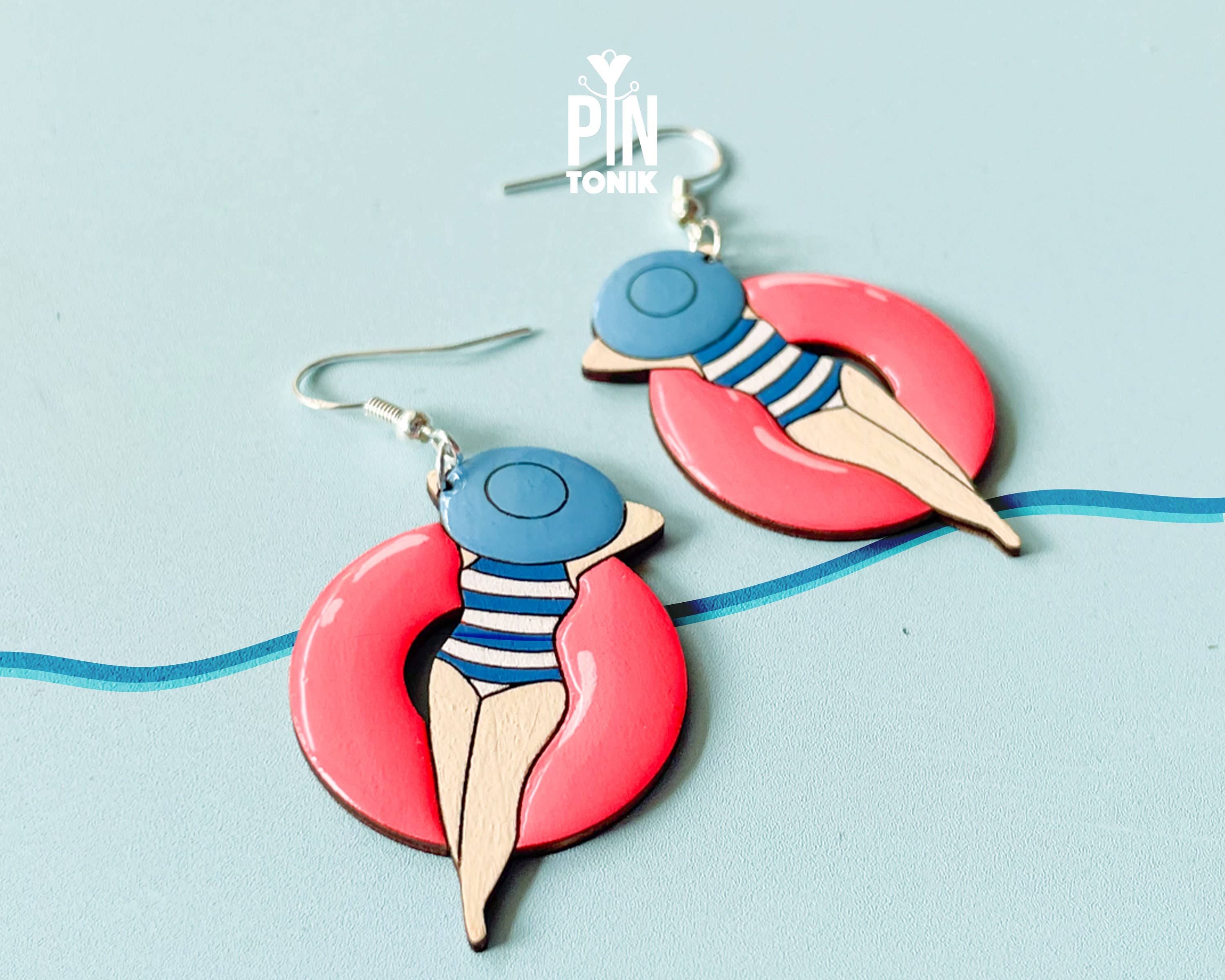 PinTonik – Engroshandel Hængeøreringe og creoløreringe – Sterlingsølv Neon 80'er Badebassin Øreringe3