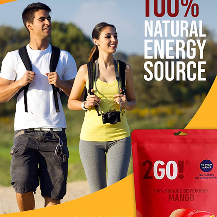 2GO! Organic Snacks - Venta al por mayor Fruta deshidratada - ¡VAMOS 2! ® Mango seco orgánico5
