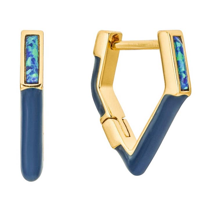 Créoles en opale émaillée pour la vente par Leslie Francesca Designs