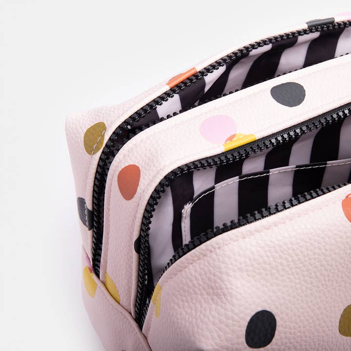 Caroline Gardner - Vente Trousse de toilette – femme - Grande trousse de toilette de voyage Pale Pink Dotty