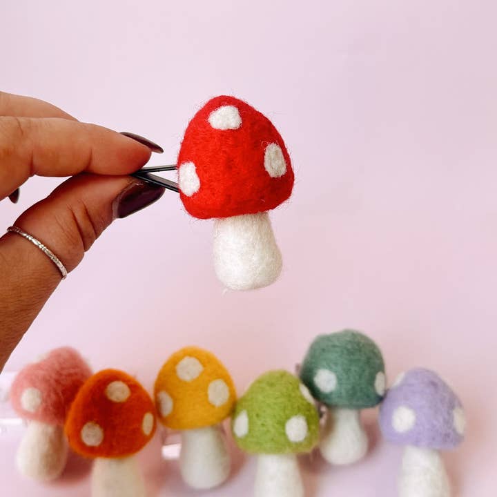 Golden Hour Designs - Wholesale Car Decorative Charm - Women's - Felt Mushroom Car Vent Clip - Diffuser, Cottagecore, Whimsy