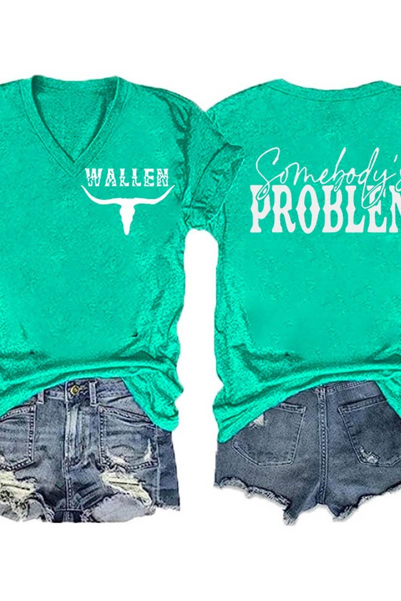 NINEXIS - Vente T-shirt sérigraphié – femme - CWTTS1055_T-SHIRT À MANCHES COURTES À COL EN V IMPRIMÉ RECTO-VERSO1