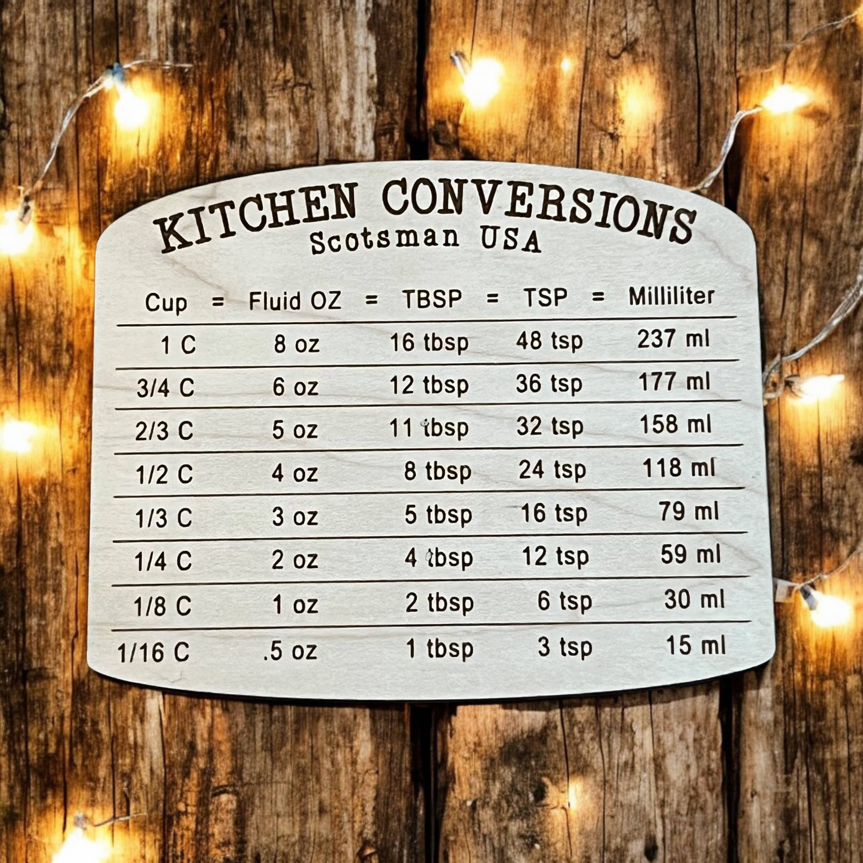 Wild Larch Creative - Wholesale Magnet - Kitchen Conversion Wood Magnet | Conversion Chart | Custom1