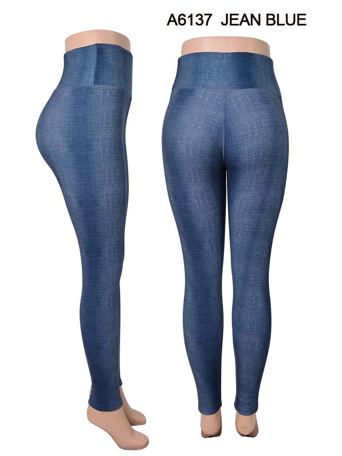 SSImport - Wholesale Fashion Leggings - Women's - A6137 WINTER JEAN LEGGINGS FLEECE LINED 12PCS/PACK 3