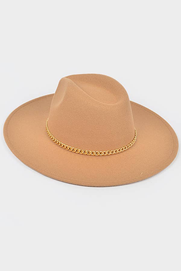 anbfashion - Wholesale Fedora - Women's - Faux Wool Wide Brim Fedora Hat W/Metal Chain10
