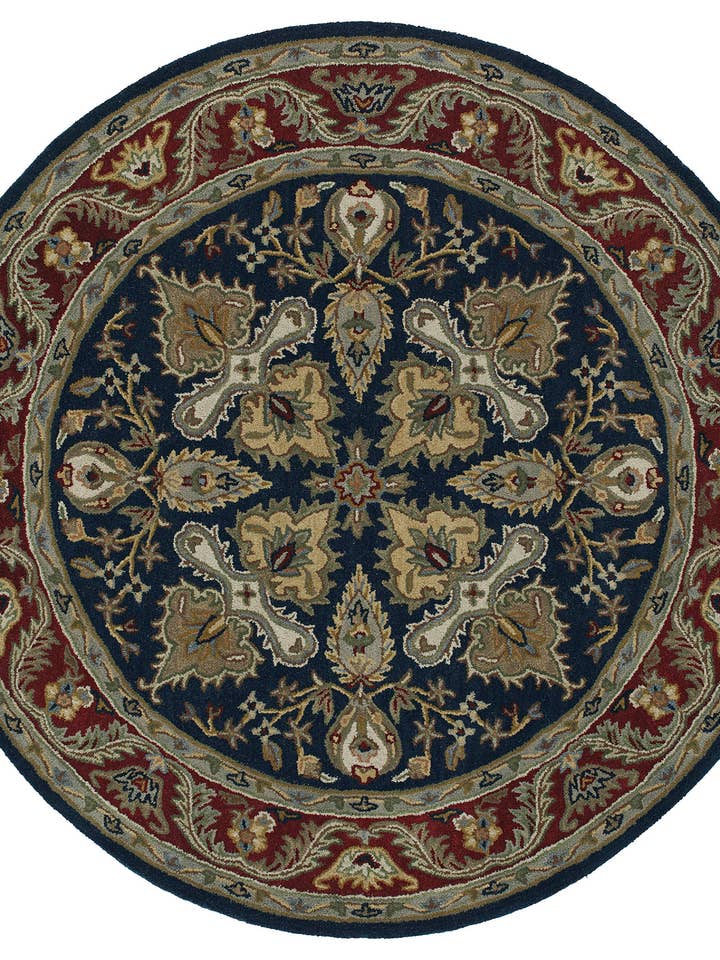 Tapis rond bleu marine de 3 pi 9 x 3 pi 9 po de la collection Tara Rounds pour la vente par contempo fashion