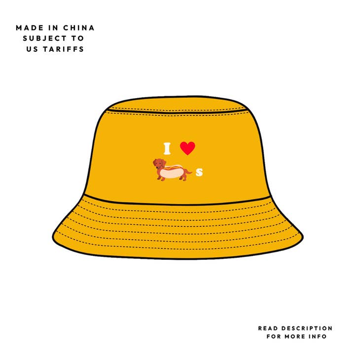 Party Mountain Paper co. - Wholesale Bucket Hat - Women's - I Heart Weiner Dogs Bucket Hat | Last Chance
