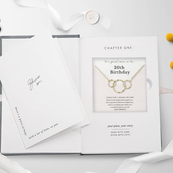 hope love shine - Wholesale Pendant/charm necklace - 30th Birthday Jewelry Gift - Gold or Silver 3 Ring Necklace9