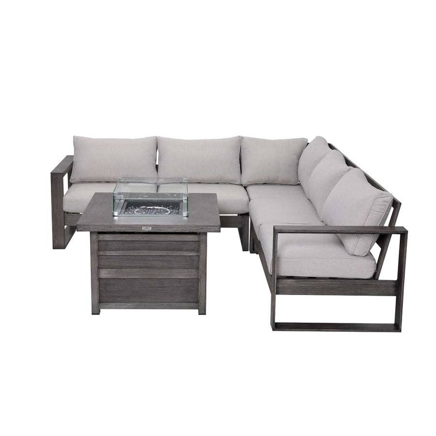 Light Gray Walsh 4-Piece Aluminum Firepit Sofa Set for wholesale on Faire2