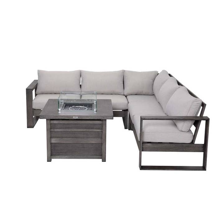 Light Gray Walsh 4-Piece Aluminum Firepit Sofa Set for wholesale on Faire2