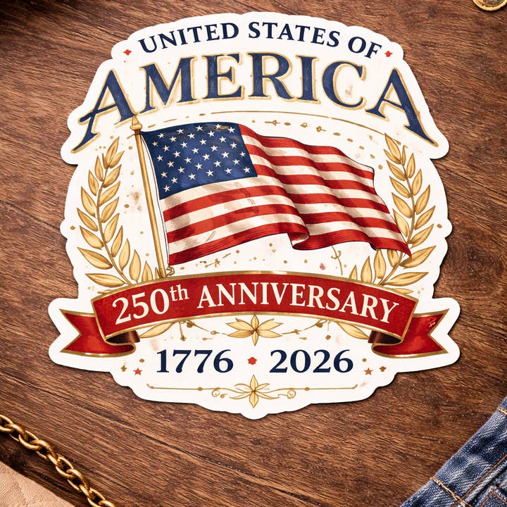 Autocollant des États-Unis 250e 3" pour la vente par Christmas All Over
