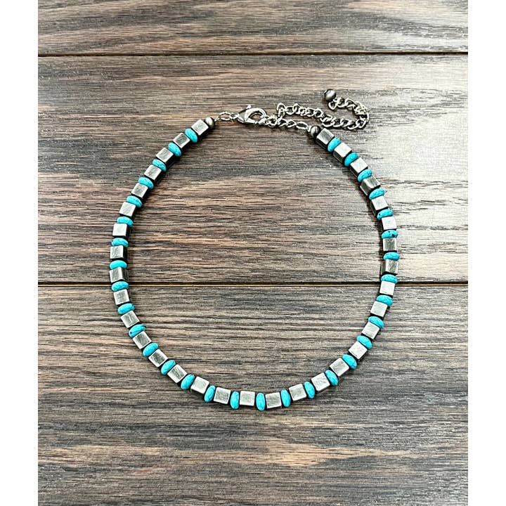 ISAC Trading Inc - Wholesale Beaded/Pearl Necklace - 739359, Handmade Square Navajo Bead Necklace
