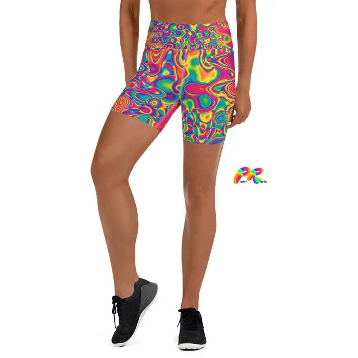 Radiant Hue Rave Yoga Shorts for wholesale by Prism Raves