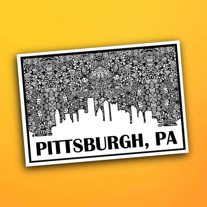 Pittsburgh, PA Skyline Sticker (WATERPROOF) for wholesale by Zenspire Designs