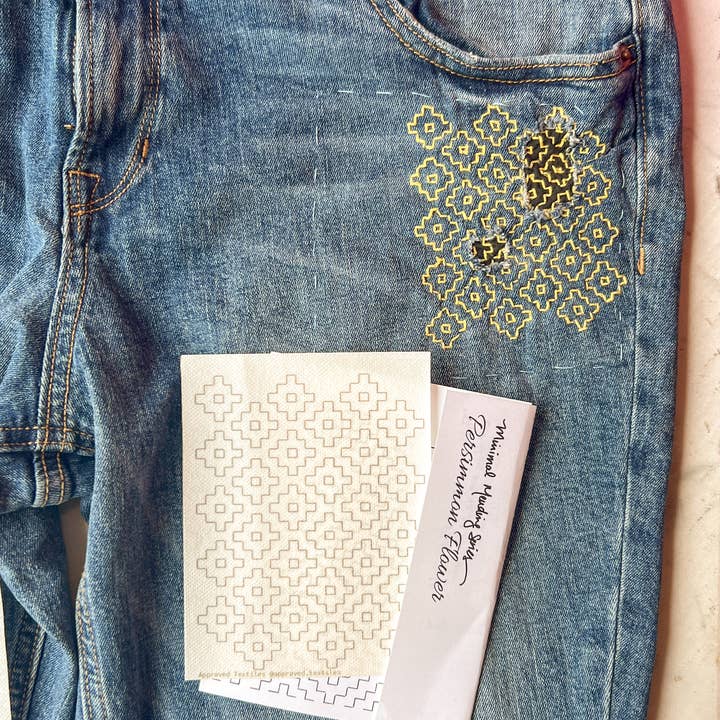 Approved Textiles - Wholesale Craft Sewing Kit - Persimmon Flowers - Minimal Mending + Embellishment Transfer6