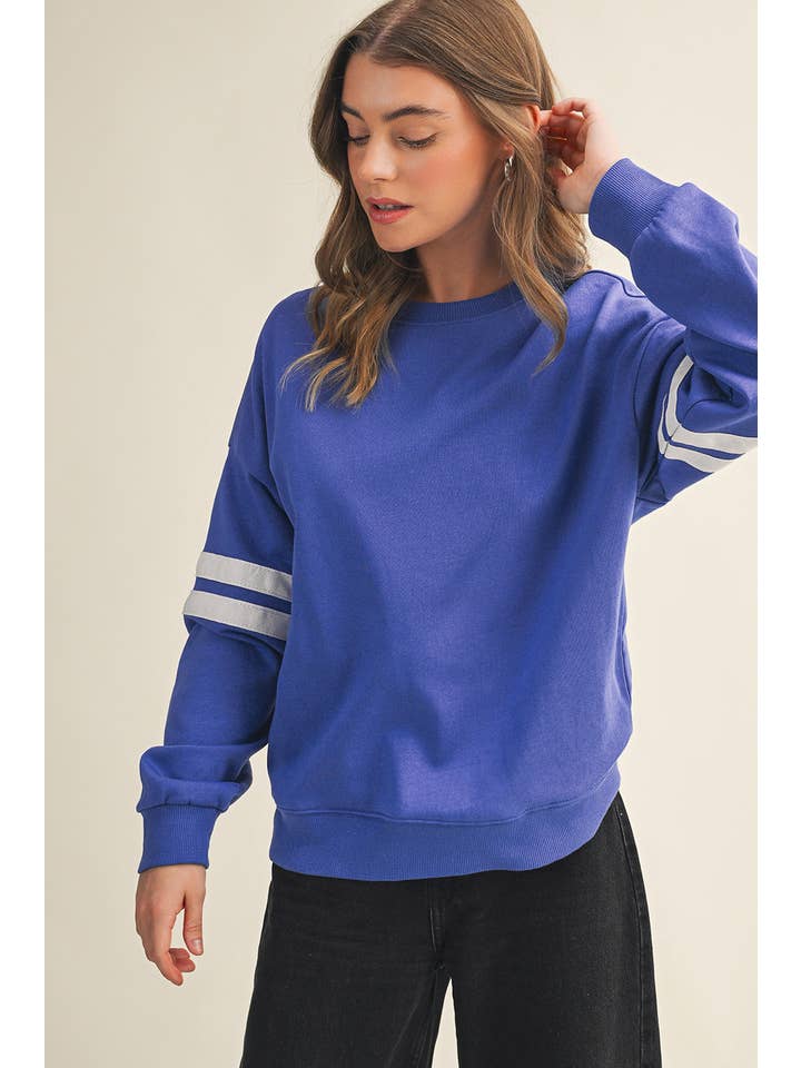 Aapparella - Wholesale Shirt - Women's - Striped Detail Drop Shoulder Oversized Sweatshirt | S-XL49