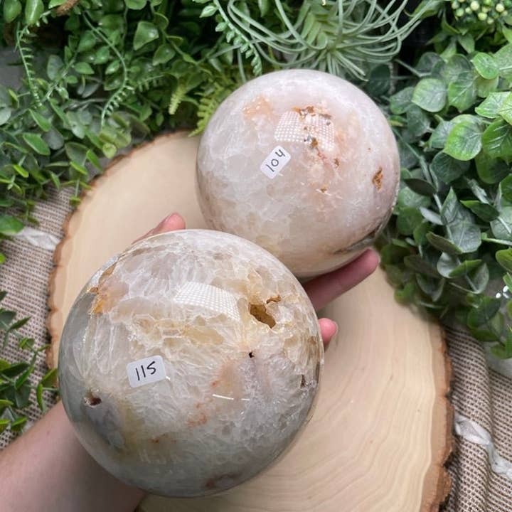 Copper Ashes – wholesale Spiritual stone/crystal – Quartz and Flower Agate Sphere2