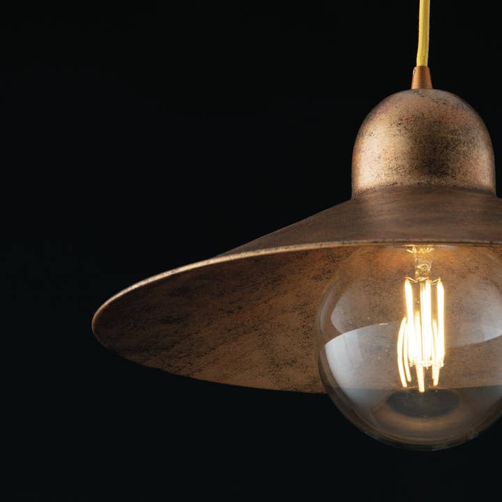 Gruppo F.T - Wholesale Chandelier/Hanging Light - ORLEANS suspension lamp in antiqued gold metal and ochre fabric cable (1xE27)1