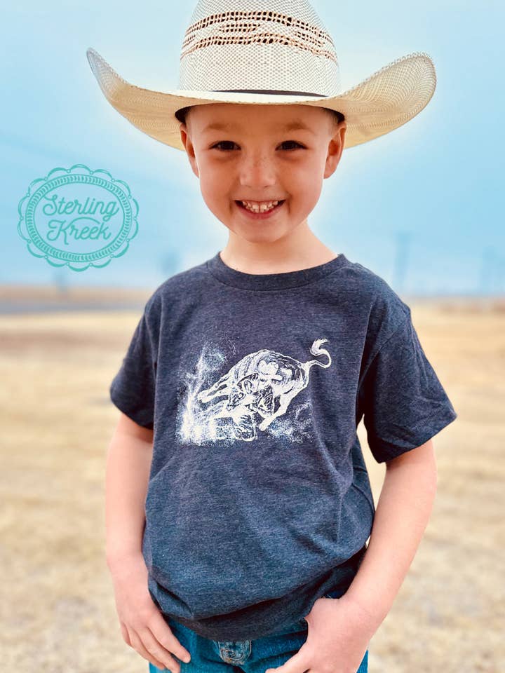 Sterling Kreek - Wholesale Screen Printed T-Shirt - Kids - MINI STEER WRESTLER TEE