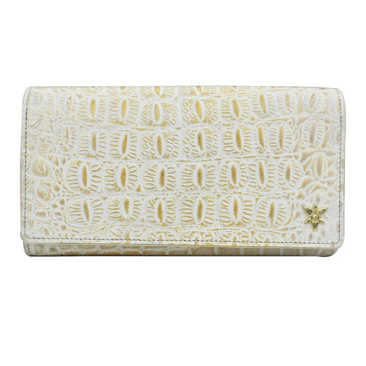 Croc Embossed Leather Three Fold Wallet - 1150 for wholesale by Anuschka | Vanya Lara (USA)
