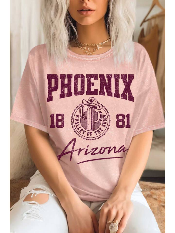 Rustee Clothing - Wholesale Screen Printed T-Shirt - Women's - PHOENIX ARIZONA 1881 MINERAL GRAPHIC TSHIRTS