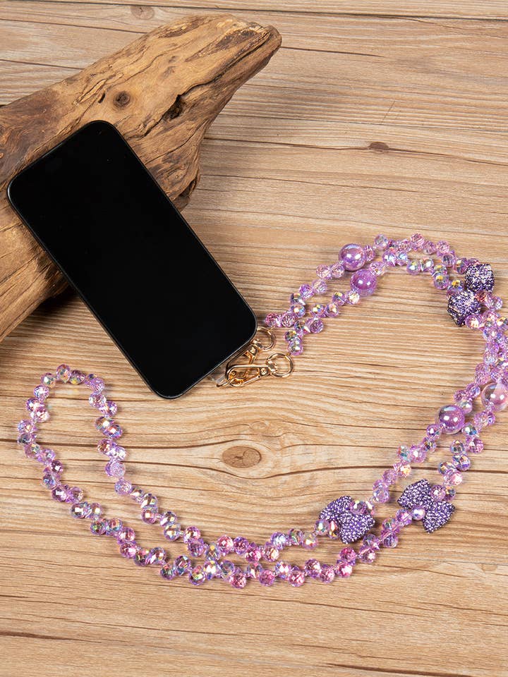 Amethyst Heart Beaded Crystal Lanyard AN15650 for wholesale by Ole