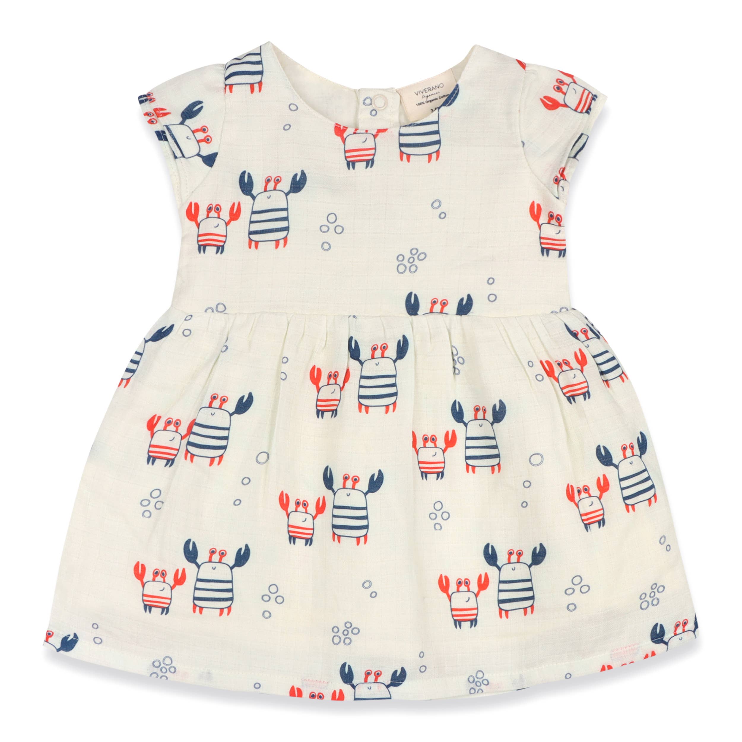 NATURAL Nautical Crab Baby Dress + Bloomer (Organic Muslin) for wholesale on Faire6