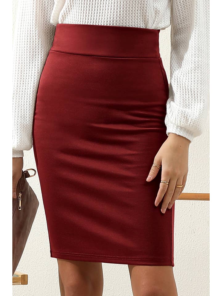 NINEXIS - Wholesale Skirt - Women's - CWBMS072_CAUSAL EASY MIDI OFFICE SKIRTS WITH BACK SLIT8