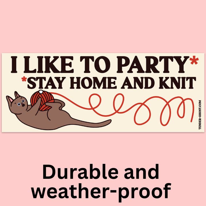 Stay Home And Knit Bumper Sticker for wholesale by Tender Ghost