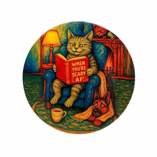 Token Tales Cat "When You're Scary AF" Coaster for wholesale by Token Atelier