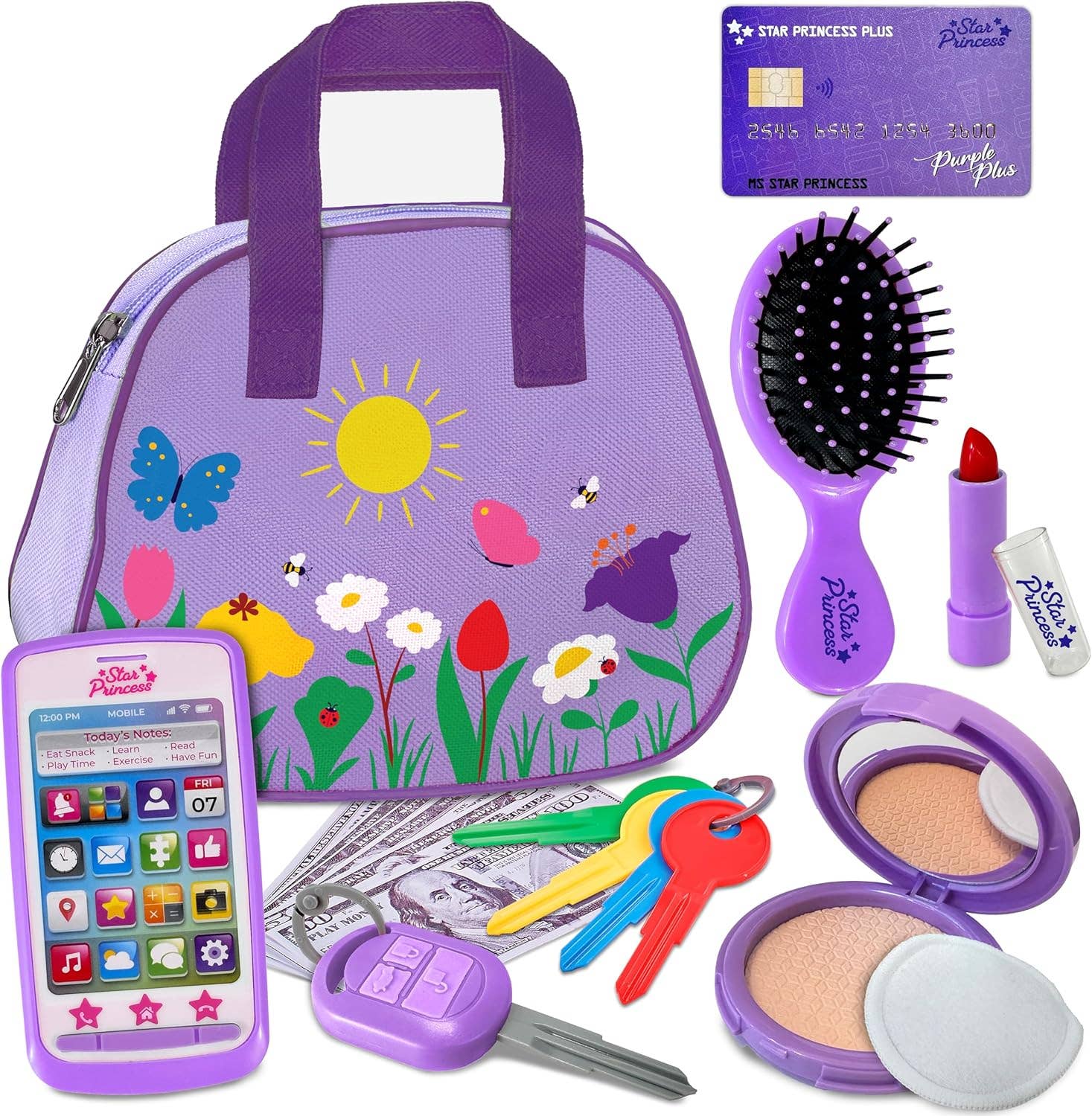 Stargo Brands Llc – Conjunto de brinquedos - Crianças por atacado – Meu primeiro conjunto de bolsa de brincar com dinheiro de mentira e acessórios para meninas1