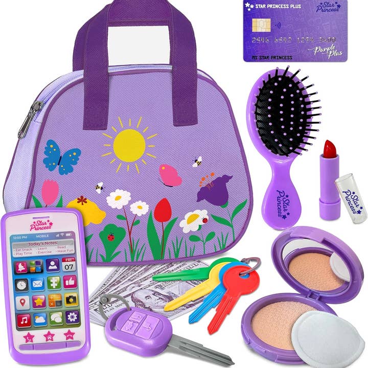 Stargo Brands Llc – Conjunto de brinquedos - Crianças por atacado – Meu primeiro conjunto de bolsa de brincar com dinheiro de mentira e acessórios para meninas1