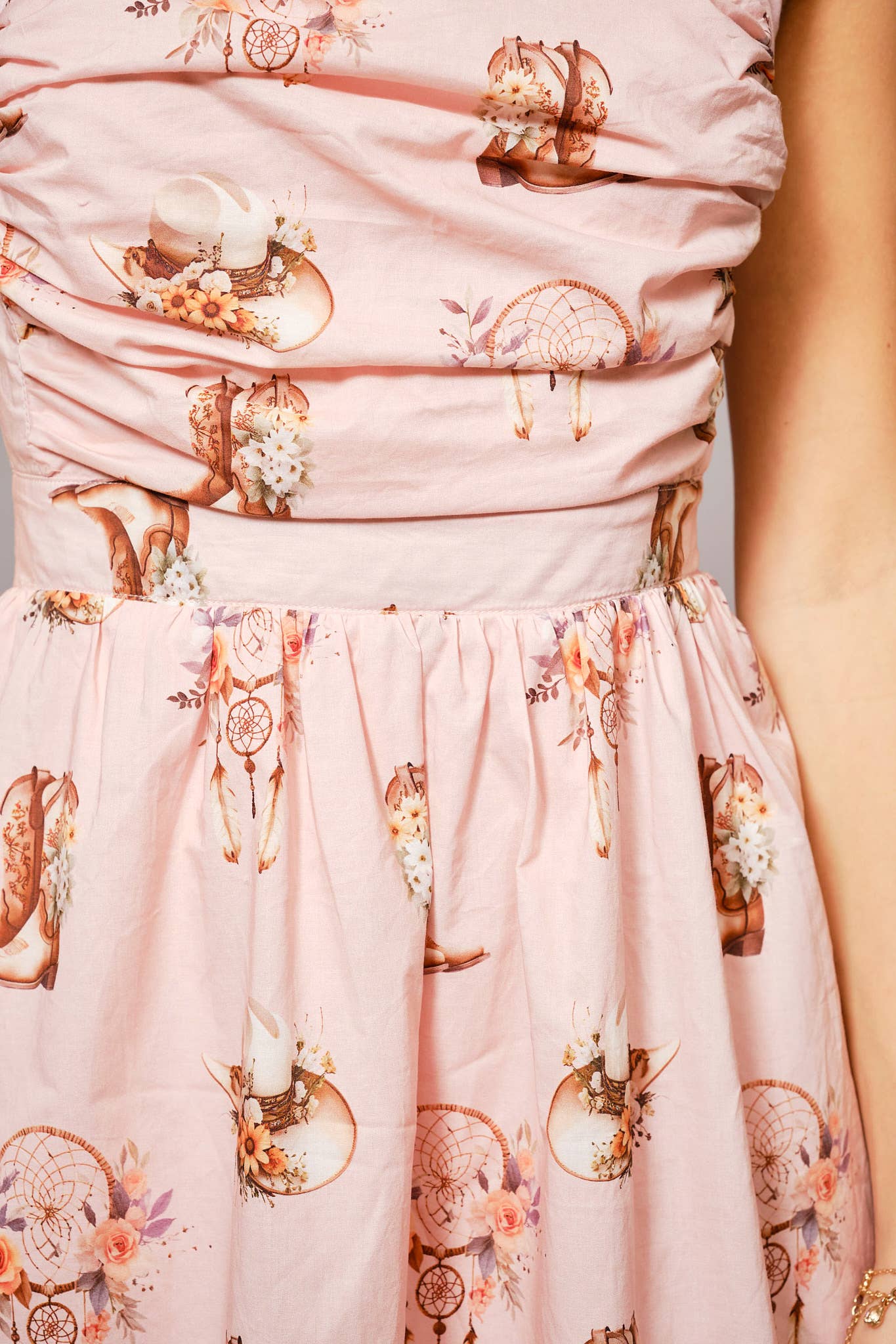 PASTEL PINK 36813D - Western Dream Rynket Mini Kjole for engroshandel på Faire4