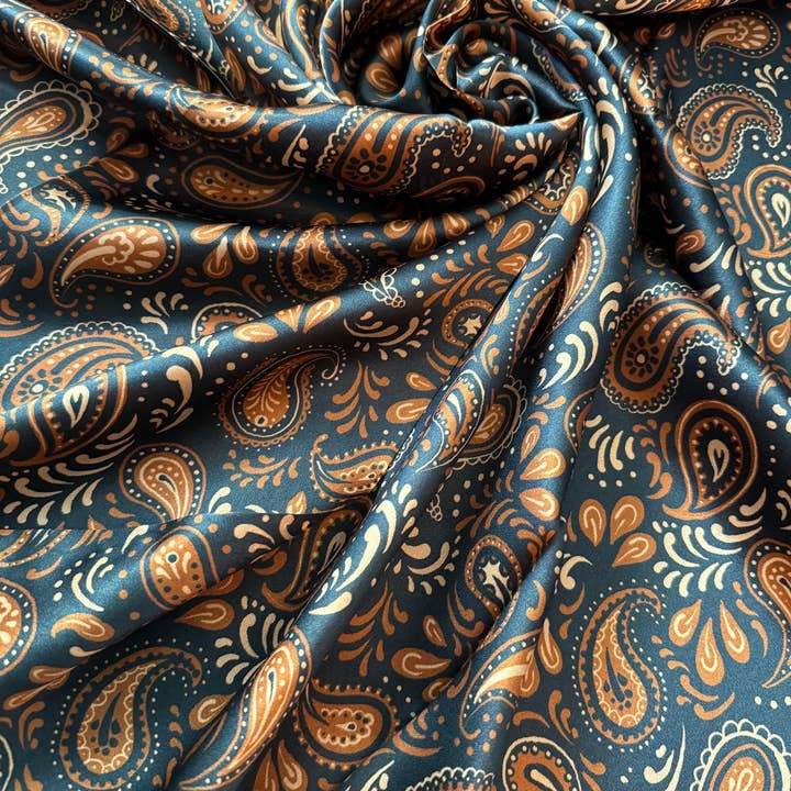 100% Silk Wild Rag Copper and Black Paisley by Double B Wild Rags for wholesale by Double B Wild Rags