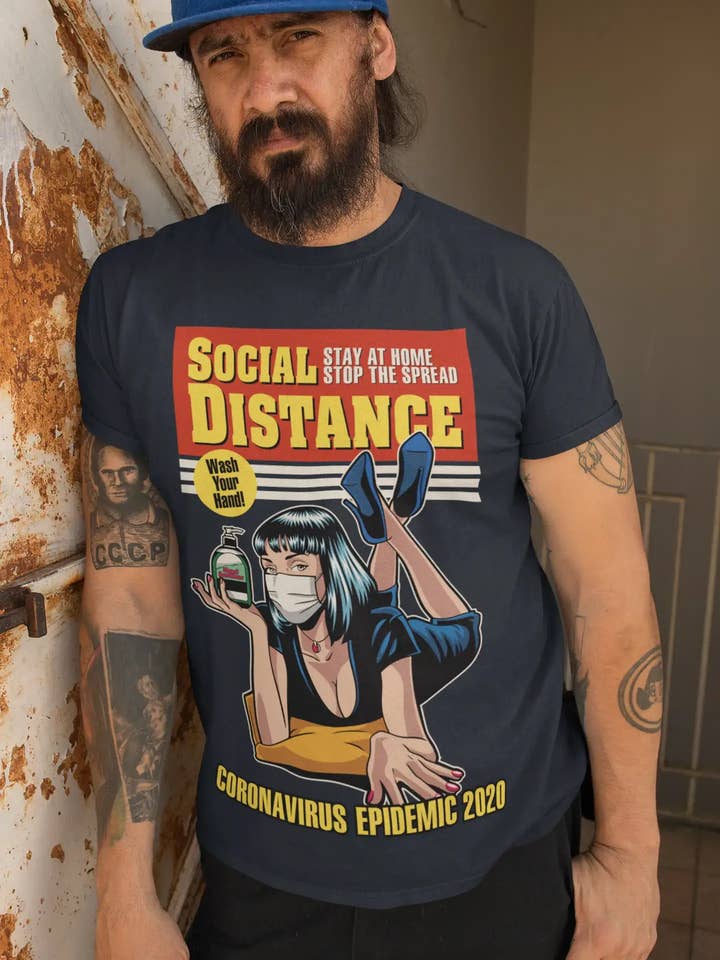 Unisex-T-Shirt für Erwachsene Social Distance Virus Epidemic 2020 Coronavirus Shirt für den Großhandel von ULTRABASIC