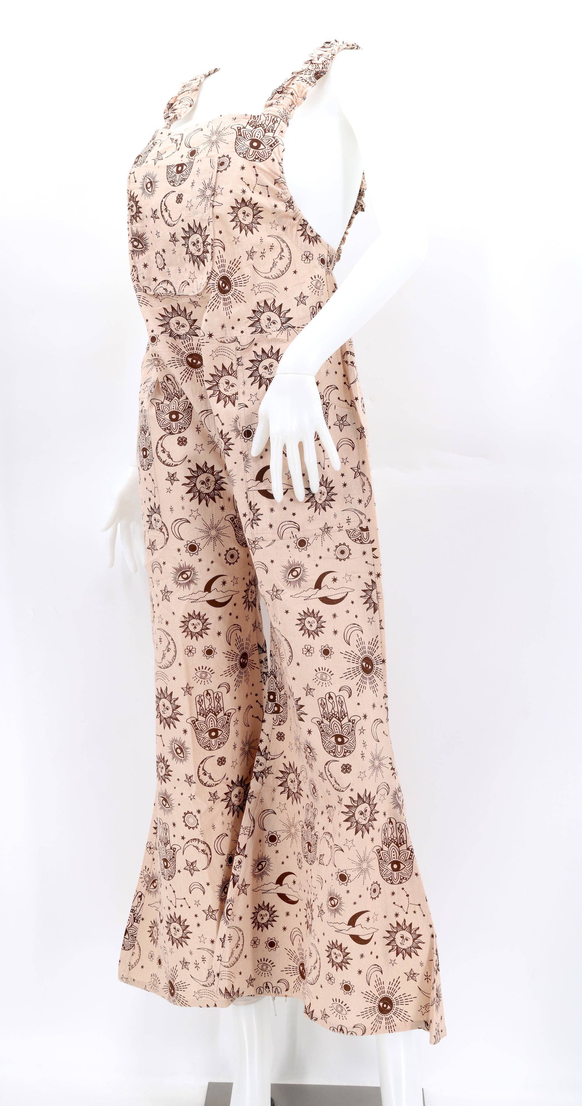 Himalaya Handmade - Wholesale Overalls - Women's - Cotton Hippie Handmade Celestial Print Wide Leg Bohemian Overalls13